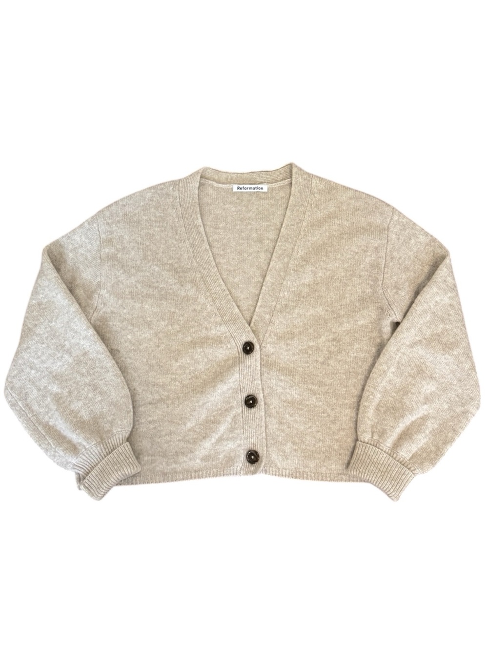 Reformation Varenne Beige Cream 100% Cashmere Cardigan Women's S Small Button